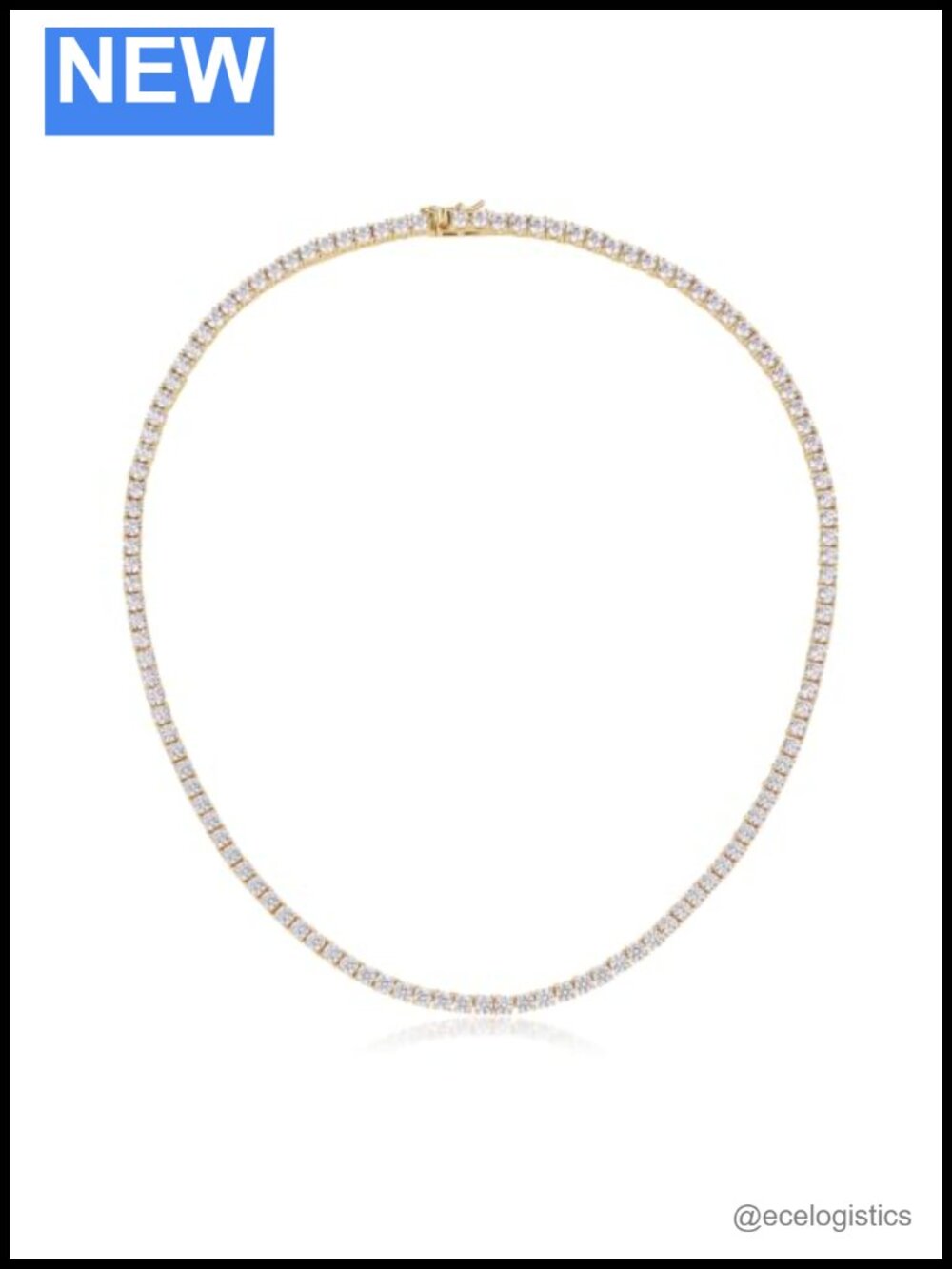 3mm Cubic Zirconia Tennis Necklace 18K White Gold Plated